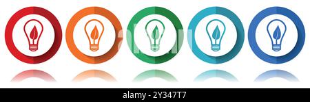 Green, renewable energy vector icons, flat icon set for logo design, webdesign and mobile applications, colorful web button collection in eps 10 Stock Vector