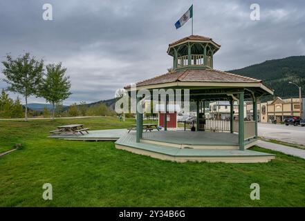 Gazebo in a public park on Front Street in Dawson City, Yukon, Canada Stock Photo