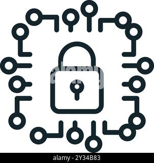 Cyber security system protecting digital data with padlock icon Stock Vector