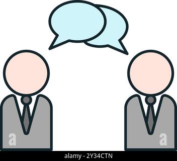 Two businessmen sharing ideas using speech bubbles exchanging information Stock Vector