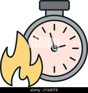 Clock with fire is representing the concept of deadline and time management Stock Vector