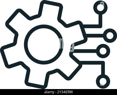 Gear connecting to a circuit board is symbolizing the concept of artificial intelligence Stock Vector