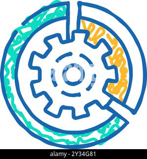 gear working process erp icon color illustration Stock Vector Image ...