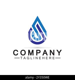 Letter S Water drop logo. Blue Water Drop shaped letter S logo design vector symbol icon illustration Stock Vector