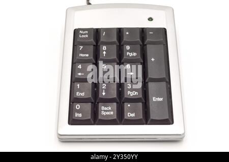 Numeric keyboard with metallic edges or numeric keypad isolated white Stock Photo