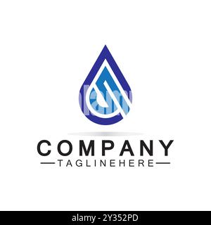 Letter S Water drop logo. Blue Water Drop shaped letter S logo design vector symbol icon illustration Stock Vector