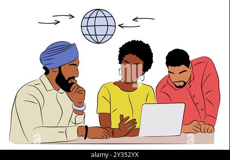 Diverse Business team members in work flow Stock Vector