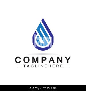 Letter S Water drop logo. Blue Water Drop shaped letter S logo design vector symbol icon illustration Stock Vector