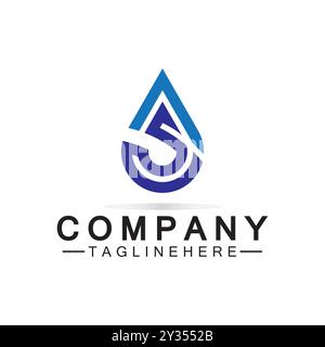 Letter S Water drop logo. Blue Water Drop shaped letter S logo design vector symbol icon illustration Stock Vector