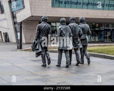 This image is the statue of the Liverpool music group the Beatles who established themselves as one of the worlds most famous rock bands in the 1960's Stock Photo