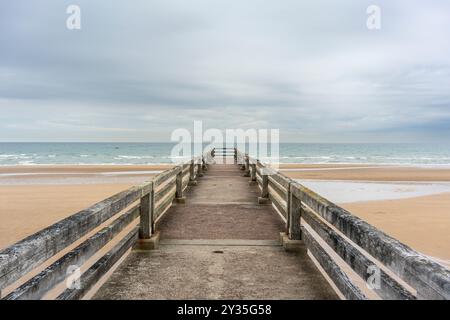 The pier near Omaha Beach - Secteur Charlie  Dog Green Stock Photo