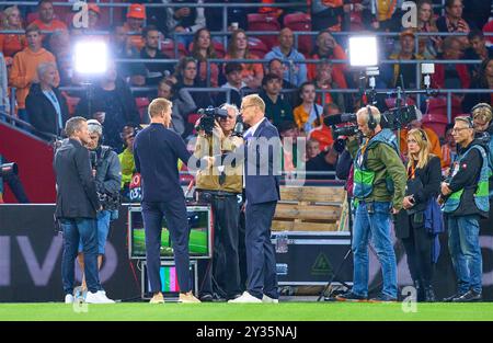 Amsterdam, Netherlands. 10th Sep, 2024. DFB headcoach Julian Nagelsmann, Bundestrainer, Nationaltrainer TV interview with Norbert König, Lothar Matthäus TV co-presenter, in the UEFA Nations League 2024 match NETHERLANDS - GERMANY 2-2 in Season 2024/2025 at Sept 10, 2024 in Amsterdam, NL. Photographer: ddp images/star-images Credit: ddp media GmbH/Alamy Live News Stock Photo