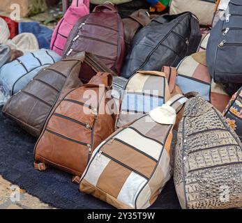 Genuine Real Leather Modern One Shoulder Sling Bags at Ground Stock Photo