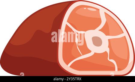 Cartoon style illustration of a smoked gammon joint with a bone showing a cross section Stock Vector