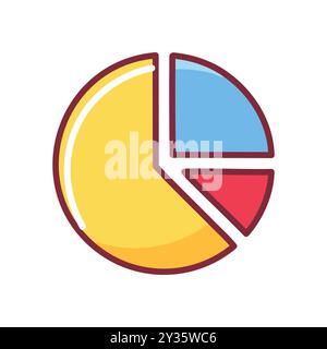 Pie chart graphic. Colorful pie chart graphic depicting data division. Ideal for presentations, reports, and visual aids. Stock Vector