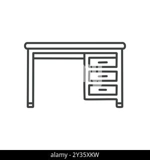 Desk with drawers. Outline illustration of a simple desk with four drawers. Perfect for office or home workspace. Stock Vector