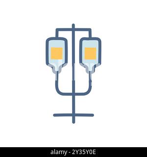 Iv drip stand. Medical intravenous drip stand with two bottles for fluid delivery. Stock Vector