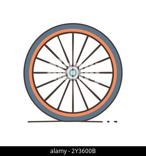 Bicycle wheel illustration. Colorful illustration of a bicycle wheel with spokes and tire. Perfect for design projects related to cycling, transportat Stock Vector