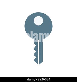 Simple key icon. Flat design key icon representing access, entry, or unlock. Stock Vector