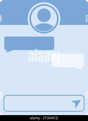 Minimalist illustration featuring a smartphone displaying an instant messaging application interface, emphasizing communication and digital connection Stock Vector