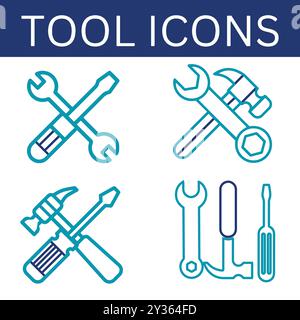 Tool icons set vector. Stock Vector