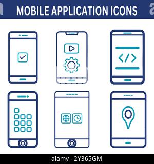 mobile application icons set. Stock Vector