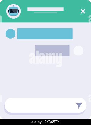 Chatbot interface displaying conversation history with chat bubbles and an input field for typing messages Stock Vector