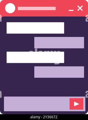 Modern flat design concept icon of a video player interface showing a loaded video file ready to be played Stock Vector