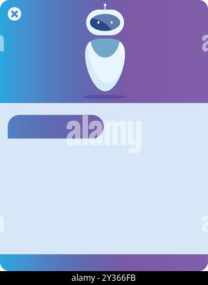 Chatbot on a messaging app is displaying an artificial intelligence conversation interface Stock Vector