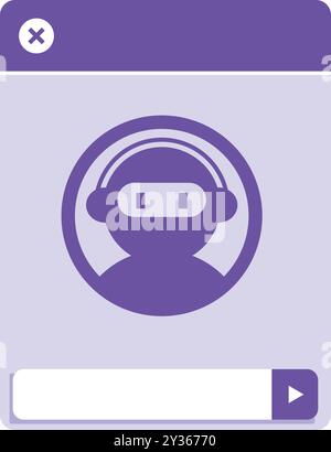 Purple ai assistant chatbot listening in a web browser window, symbolizing artificial intelligence and voice search Stock Vector