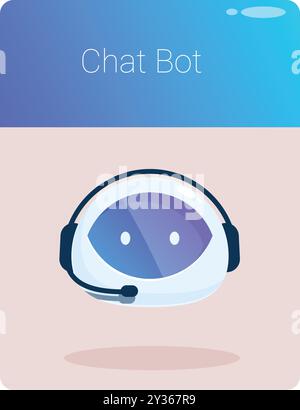 Modern robot with headphones is providing customer support and answering questions Stock Vector