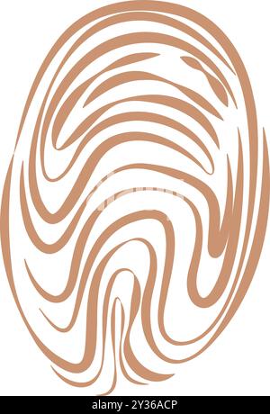 Brown fingerprint is swirling on a white background Stock Vector