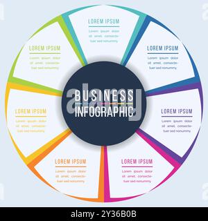 Circle Infographic design 7 steps, objects, elements or options infographic business circle template Stock Vector