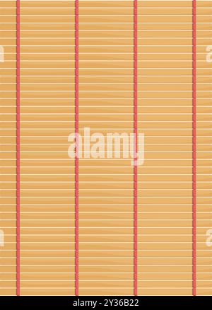 Bamboo mat with red straps lying horizontally isolated on white background Stock Vector