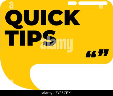 Yellow speech bubble giving quick tips on internet or social media, simple flat design Stock Vector