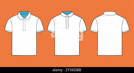 A white polo shirt with a blue collar, perfect for creating mockups or designs. Stock Vector