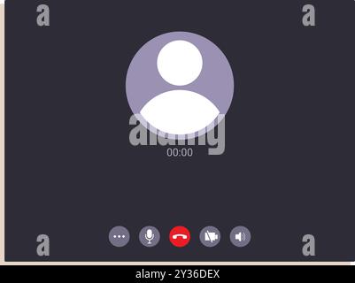 Video call screen displaying incoming call interface with user interface elements showing concepts of internet communication technology Stock Vector