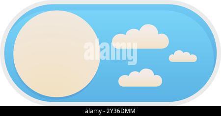 Round button changing from day to night, symbolizing an interface for switching between light and dark modes Stock Vector