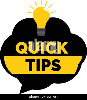Bright idea is being suggested with this quick tips symbol for advice and solutions Stock Vector