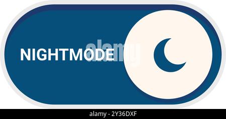 Blue and white night mode button activating the dark theme for user interface Stock Vector