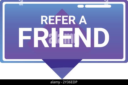 Refer a friend banner with a gradient of blue and purple colors, perfect for encouraging referrals and promoting your business Stock Vector