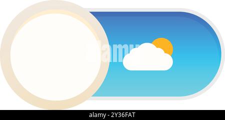 Round slider is showing a partly cloudy weather condition with a sun partially covered by a cloud Stock Vector