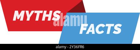 Two overlapping web banners, one red and one blue, comparing myths and facts Stock Vector