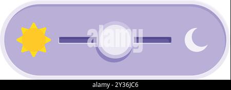 Toggle switch changing from day to night, symbolizing light and dark modes in user interface design Stock Vector