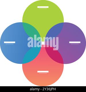 Colorful circles are intersecting showing connections and relationships Stock Vector