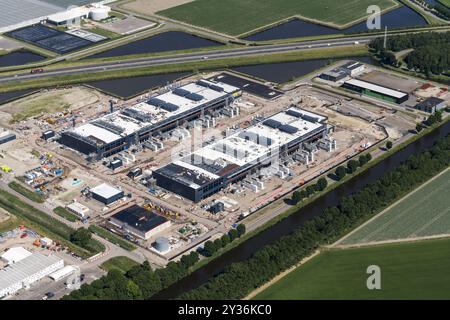 Microsoft data center expansion at Agriport in Middenmeer, along the A7 highway. Microsoft needs the servers to run its services, such as the search engine. Photo is from summer 2023. netherlands out - belgium out Stock Photo