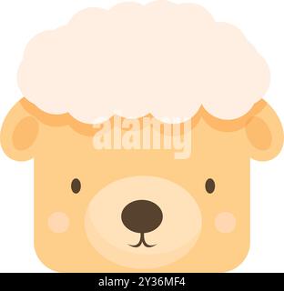 Cartoon sheep face illustration smiling and looking forward on a white background Stock Vector