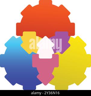 Icon symbol of Interlocking gears symbolizing teamwork vector ...
