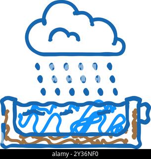 rainwater harvesting environmental icon doodle illustration Stock Vector