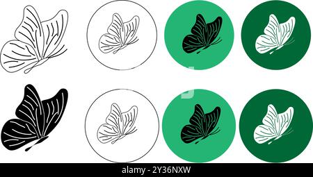 butterfly icon button, vector, sign, symbol, logo, illustration, editable stroke, flat design style isolated on white linear pictogram Stock Vector